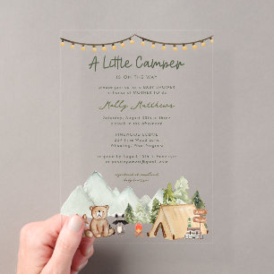 Invitations En Acrylique Petite Fête de Bébé Campagne Rustique Little Campe