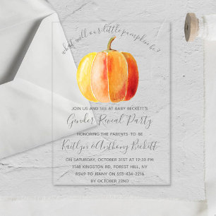 Invitations En Acrylique Petite fête de révélation du sexe de Pumpkin