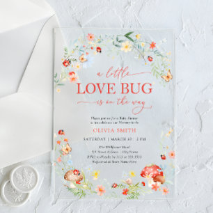 Invitations En Acrylique Petite fille amour puceron Baby Shower