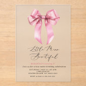 Invitations En Acrylique Petite Miss Bowtiful Pink Bow fille Anniversaire (Recto)