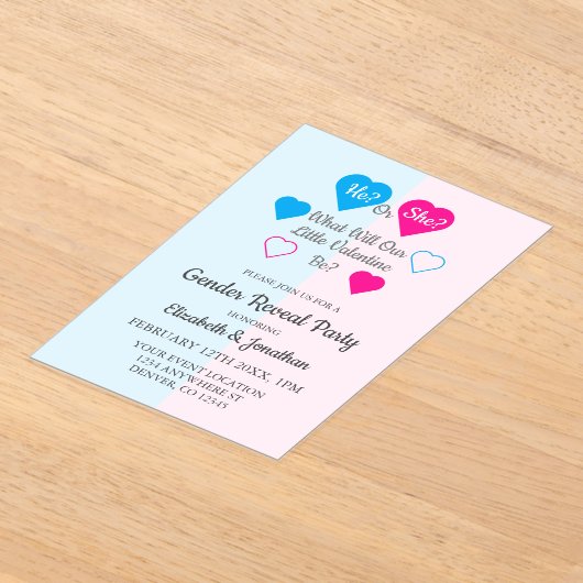 Invitations En Acrylique Petite Saint Valentin Saint Valentin Révélation de (Poser)