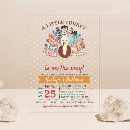 Invitations En Acrylique Petite Turquie En Route ! Baby shower de Thanksgiv