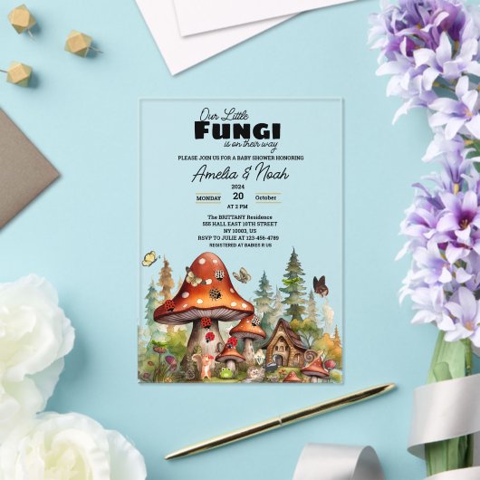 Invitations En Acrylique Petits champignons Champignons Baby shower d'autom (Insitu (Mariage))