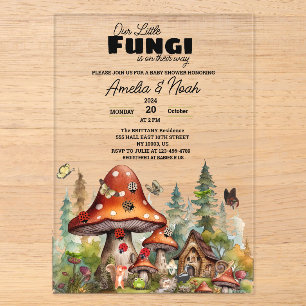 Invitations En Acrylique Petits champignons fantaisistes Baby Shower d'auto