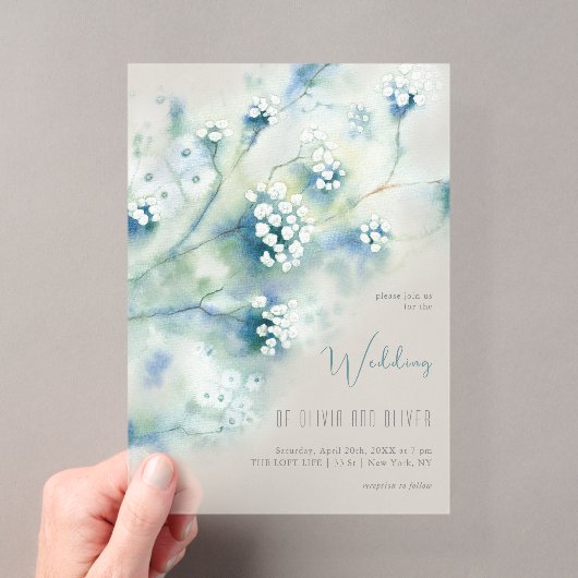 Invitations En Acrylique Petits Fleurs Blanches Mariage (In situ (ordinateur de poche))
