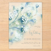 Invitations En Acrylique Petits Fleurs Blanches Mariage (Recto)