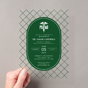 Invitations En Acrylique PharmD Docteur en pharmacie Motif de vérification