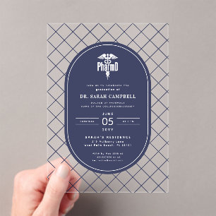 Invitations En Acrylique PharmD Docteur en pharmacie Motif de vérification 