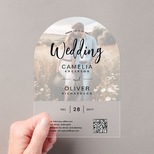 Invitations En Acrylique PHOTO ACRYLIC MARIAGE QR Code RSVP OVERLAY (In situ (ordinateur de poche))