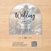 Invitations En Acrylique PHOTO ACRYLIC MARIAGE QR Code RSVP OVERLAY (Recto)