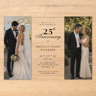 Invitations En Acrylique Photo Alors Et Maintenant 25e Anniversaire De Mari