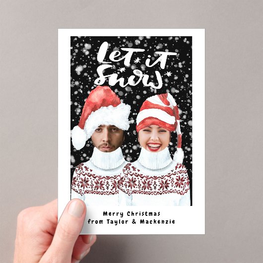 Invitations En Acrylique Photo amusante Noël personnalisé Laisser neiger (In situ (ordinateur de poche))