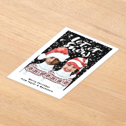 Invitations En Acrylique Photo amusante Noël personnalisé Laisser neiger (Poser)