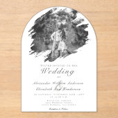 Invitations En Acrylique Photo Brusch moderne | Mariage blanc (Recto)