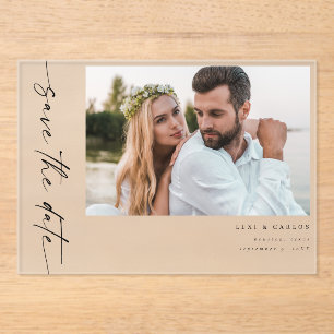 Invitations En Acrylique Photo & Calligraphie 4 Mod Horiz Enregistrer la da