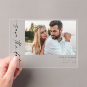 Invitations En Acrylique Photo & Calligraphie 4 Mod Horiz Enregistrez la da (In situ (ordinateur de poche))