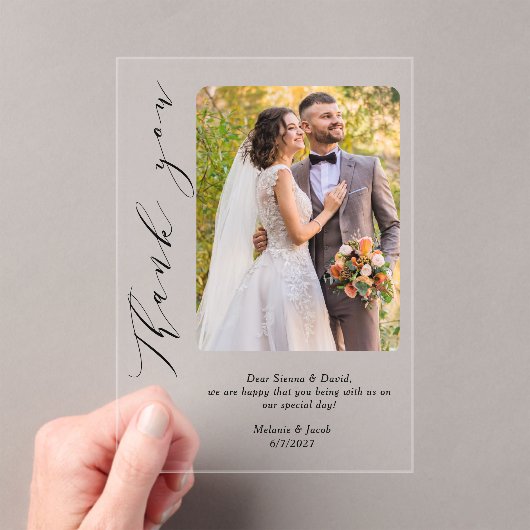 Invitations En Acrylique Photo Calligraphie Mariage Merci (In situ (ordinateur de poche))