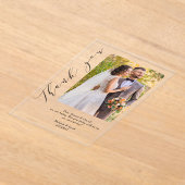 Invitations En Acrylique Photo Calligraphie Mariage Merci (Poser)