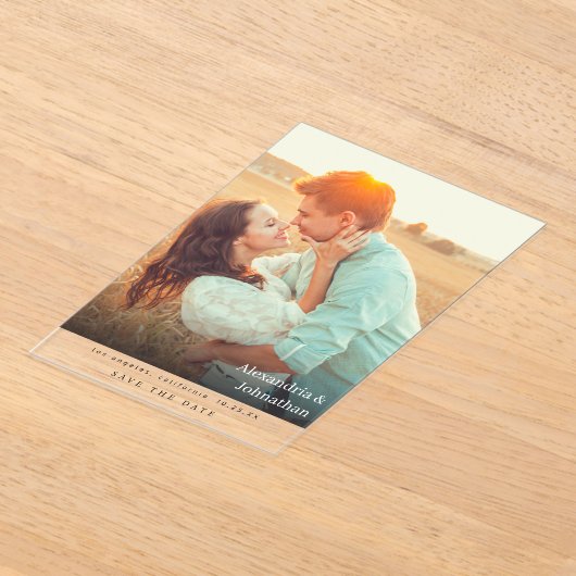 Invitations En Acrylique Photo chic stylish Mod Enregistrer la date (Poser)