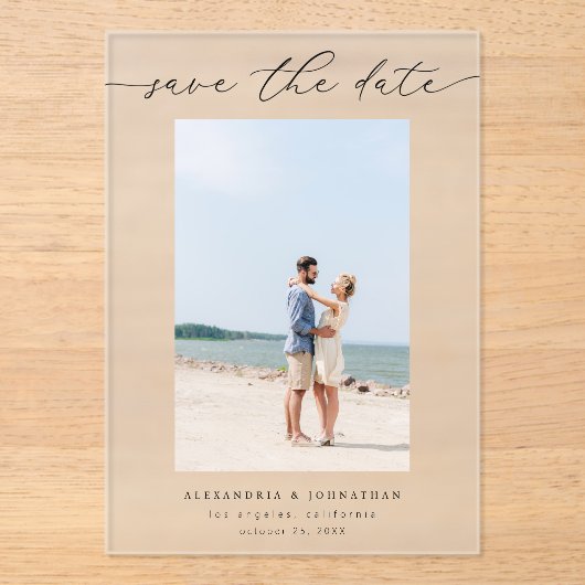 Invitations En Acrylique Photo chic stylish Mod Enregistrer la date 3 (Recto)