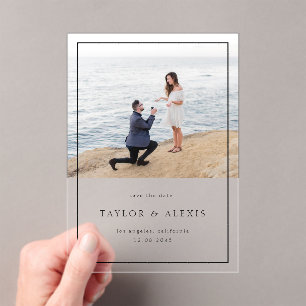 Invitations En Acrylique Photo de cadre minimaliste moderne noir