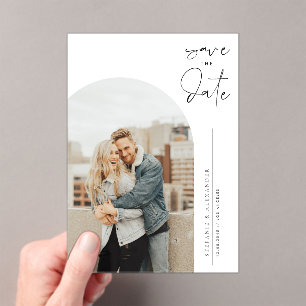 Invitations En Acrylique Photo de calligraphie minimaliste noir