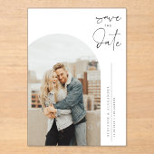 Invitations En Acrylique Photo de calligraphie minimaliste noir (Recto)