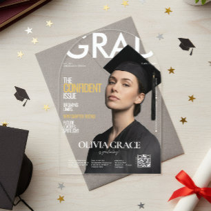 Invitations En Acrylique Photo de couverture de magazine moderne pour la re