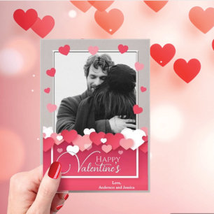 Invitations En Acrylique Photo de la Saint-Valentin Cœurs rouges roses heur