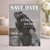 Photo de mariage de couverture de magazine noir et