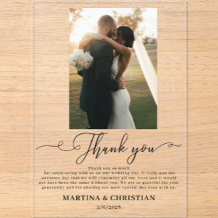 Invitations En Acrylique Photo de mariage Merci