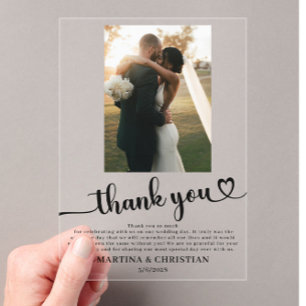 Invitations En Acrylique Photo de mariage Merci