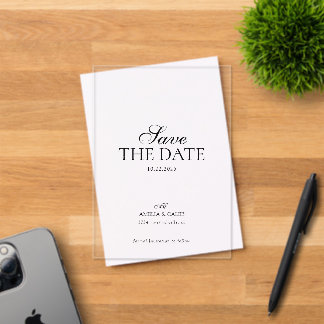 Invitations En Acrylique Photo de mariage moderne avec monogramme à conserv