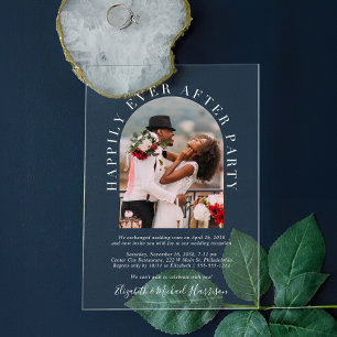 Invitations En Acrylique Photo de mariage sous une arche pour une réception