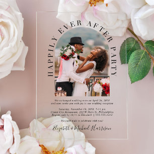 Invitations En Acrylique Photo de mariage sous une arche pour une réception
