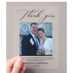Invitations En Acrylique Photo de remerciement de mariage