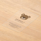 Invitations En Acrylique Photo du premier anniversaire de l'ours mignon (Poser)