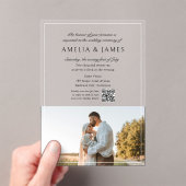 Invitations En Acrylique Photo Elegant Calligraphie QR Code (In situ (ordinateur de poche))