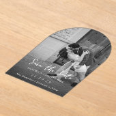 Invitations En Acrylique Photo élégante Simple mariage moderne Enregistrer  (Poser)