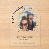 Invitations En Acrylique Photo Enregistrer la date Effacer (Recto)