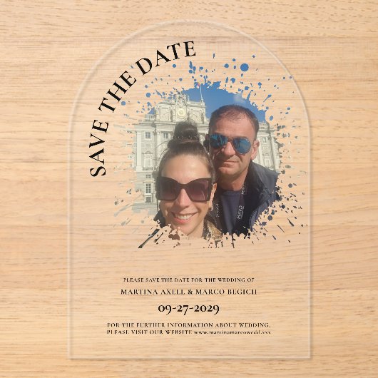 Invitations En Acrylique Photo Enregistrer la date Effacer (Recto)