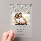 Invitations En Acrylique Photo Eucalyptus Glow Enregistrer la date (In situ (ordinateur de poche))