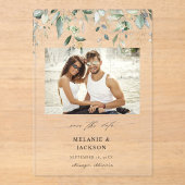 Invitations En Acrylique Photo Eucalyptus Glow Enregistrer la date (Recto)