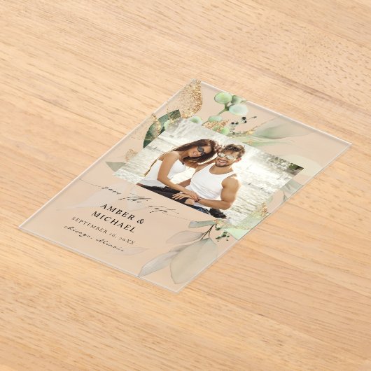 Invitations En Acrylique Photo Eucalyptus Glow Enregistrer la date 3 (Poser)