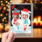 Invitations En Acrylique Photo Famille d'ours polaires de Noël personnalisé