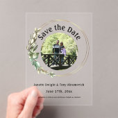 Invitations En Acrylique Photo feuilles verts Sauvez la date (In situ (ordinateur de poche))