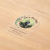 Invitations En Acrylique Photo feuilles verts Sauvez la date (Poser)