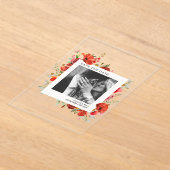 Invitations En Acrylique Photo Fiançailles Fleur sauvage Poppy Enregistrer  (Poser)