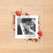 Invitations En Acrylique Photo Fiançailles Fleur sauvage Poppy Enregistrer  (Recto)