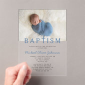 Invitations En Acrylique Photo Garçon Élégant moderne Baptême (In situ (ordinateur de poche))